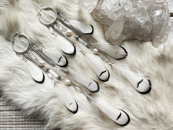 White Avian earrings