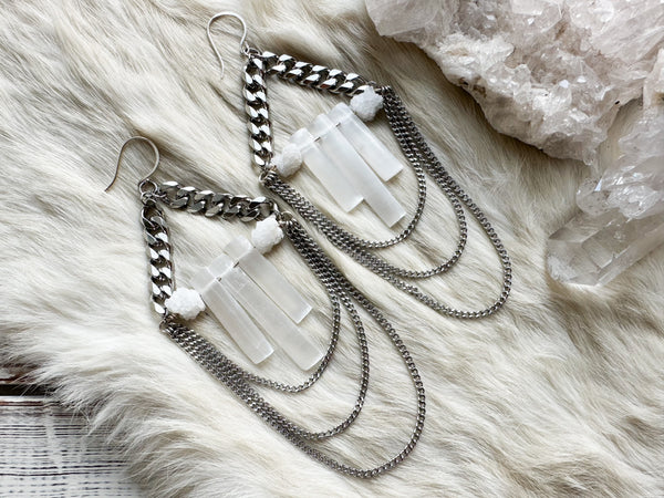 Selenite Shield earrings