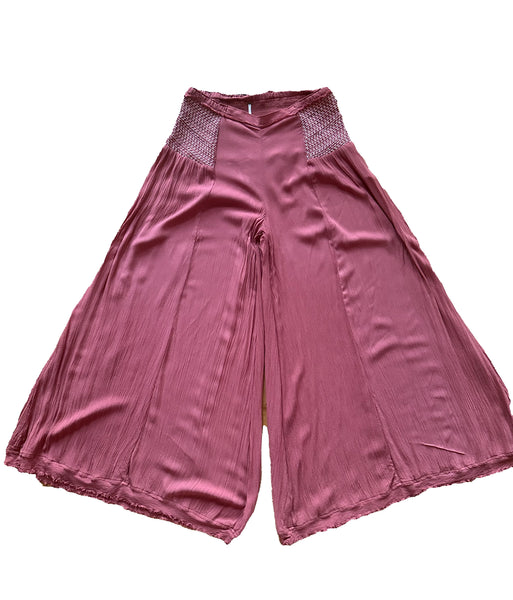 Free People smocked waist wide leg pants size M new