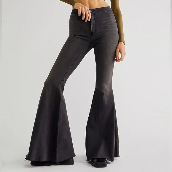 Free People Just Float On flare jeans washed black size 32 short new with tags