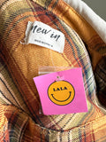 Dressed in LALA yellow plaid hooded flannel shirt jacket size medium NWT