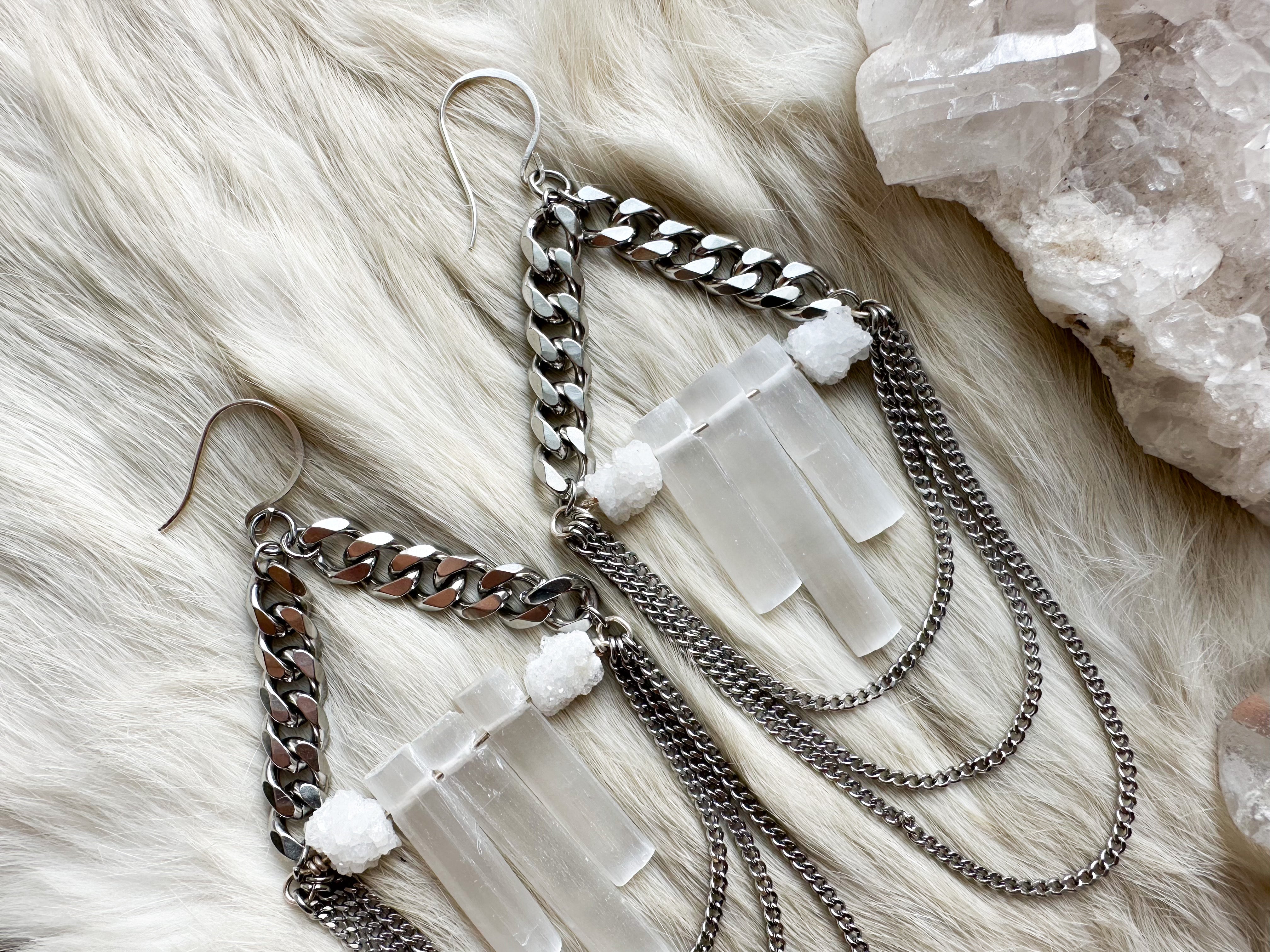 Selenite Shield earrings