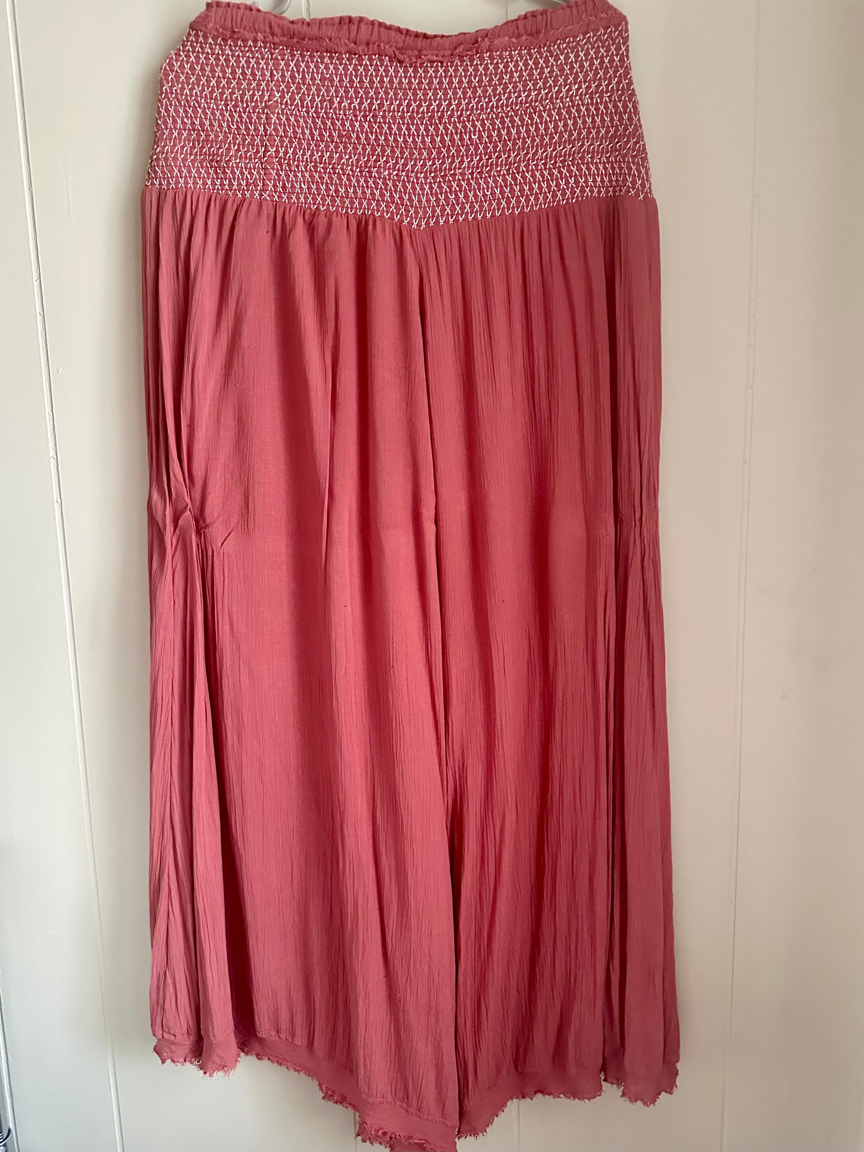 Free People smocked waist wide leg pants size M new