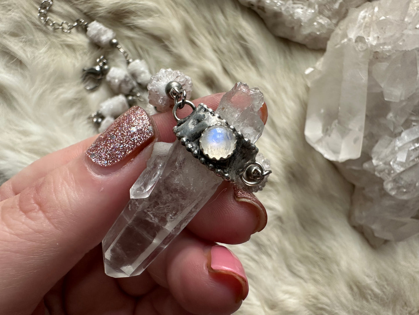 Light Weaver- lightning struck quartz necklace