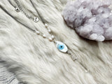 Eye of Protection crystal necklace with freshwater pearls