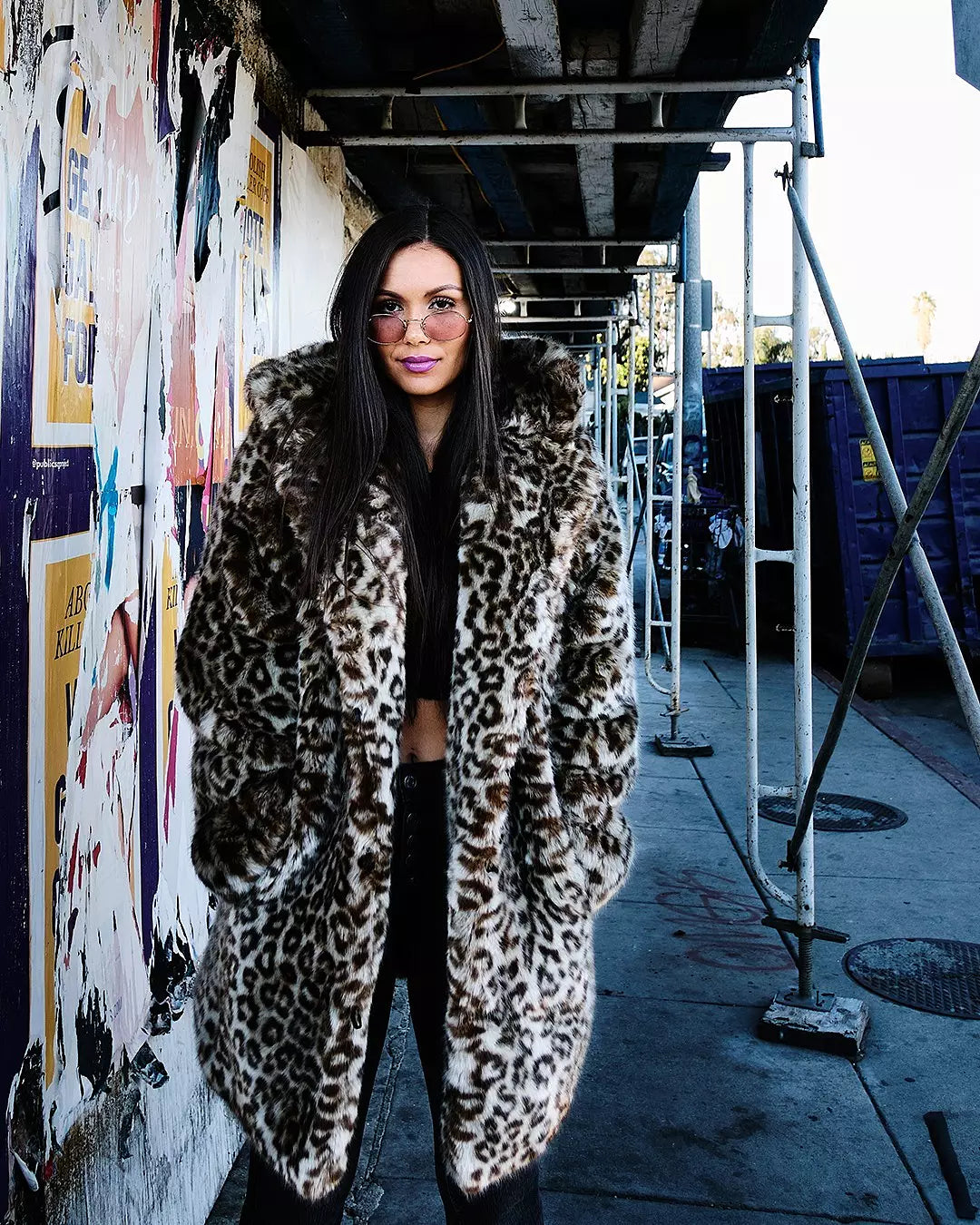 Spirithoods classic leopard faux fur hooded jacket size M brand new