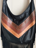 Hippie Mama Bags leather chevron fringe Mary Jane bag EUC
