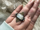 Sterling silver and rainbow moonstone ring by Star Native size 7.25