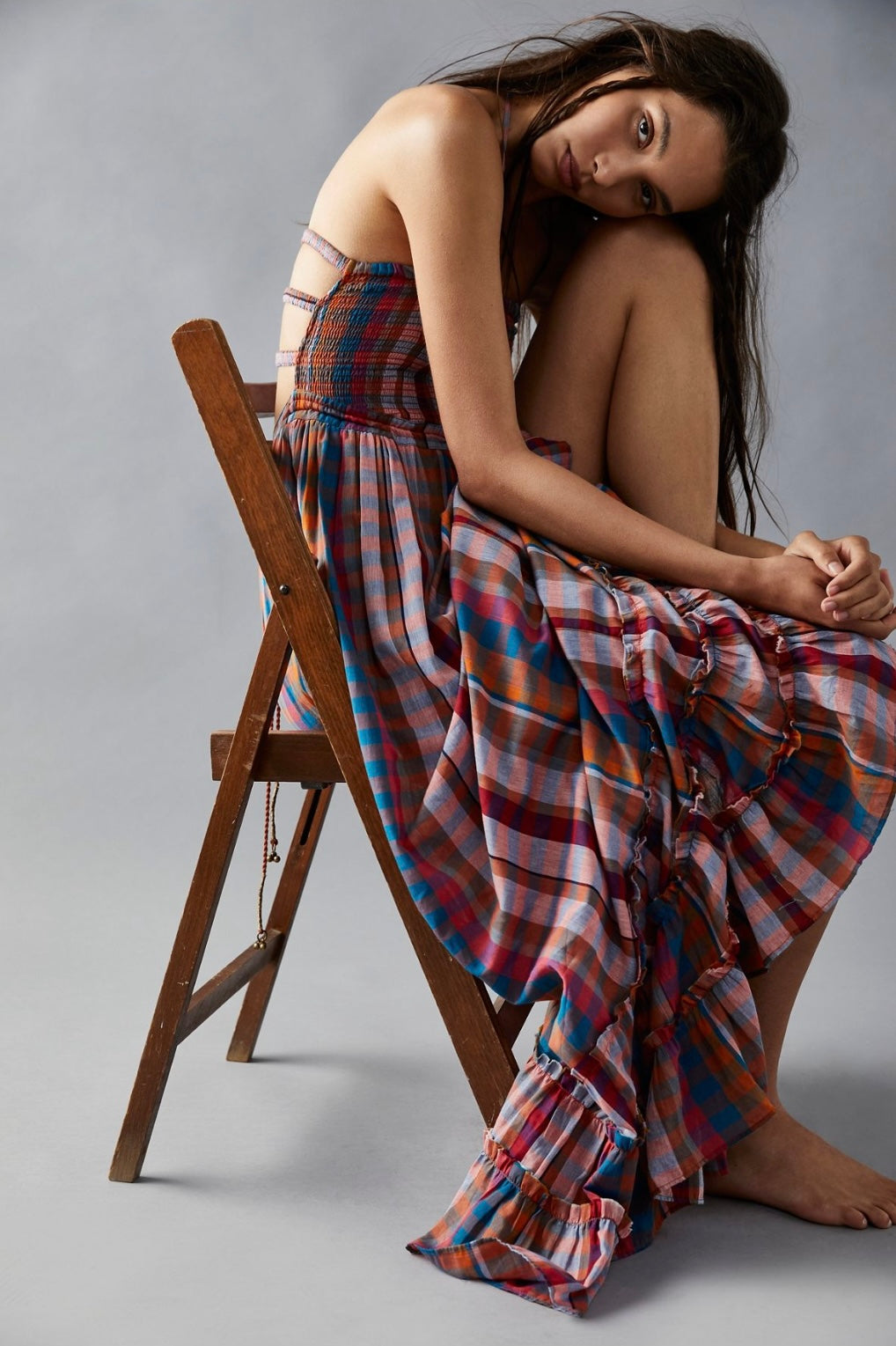 Free People Extratropical maxi dress in plaid size large new with tags