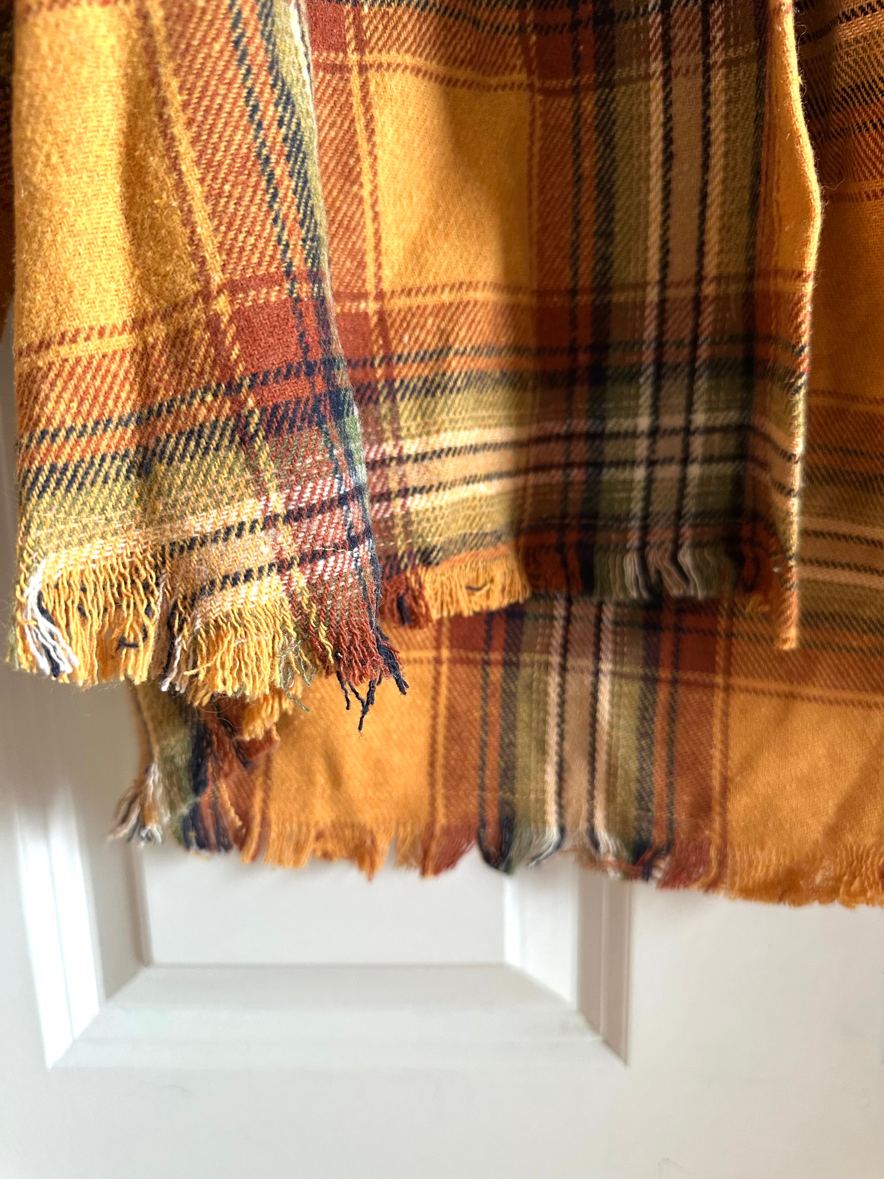 Dressed in LALA yellow plaid hooded flannel shirt jacket size medium NWT