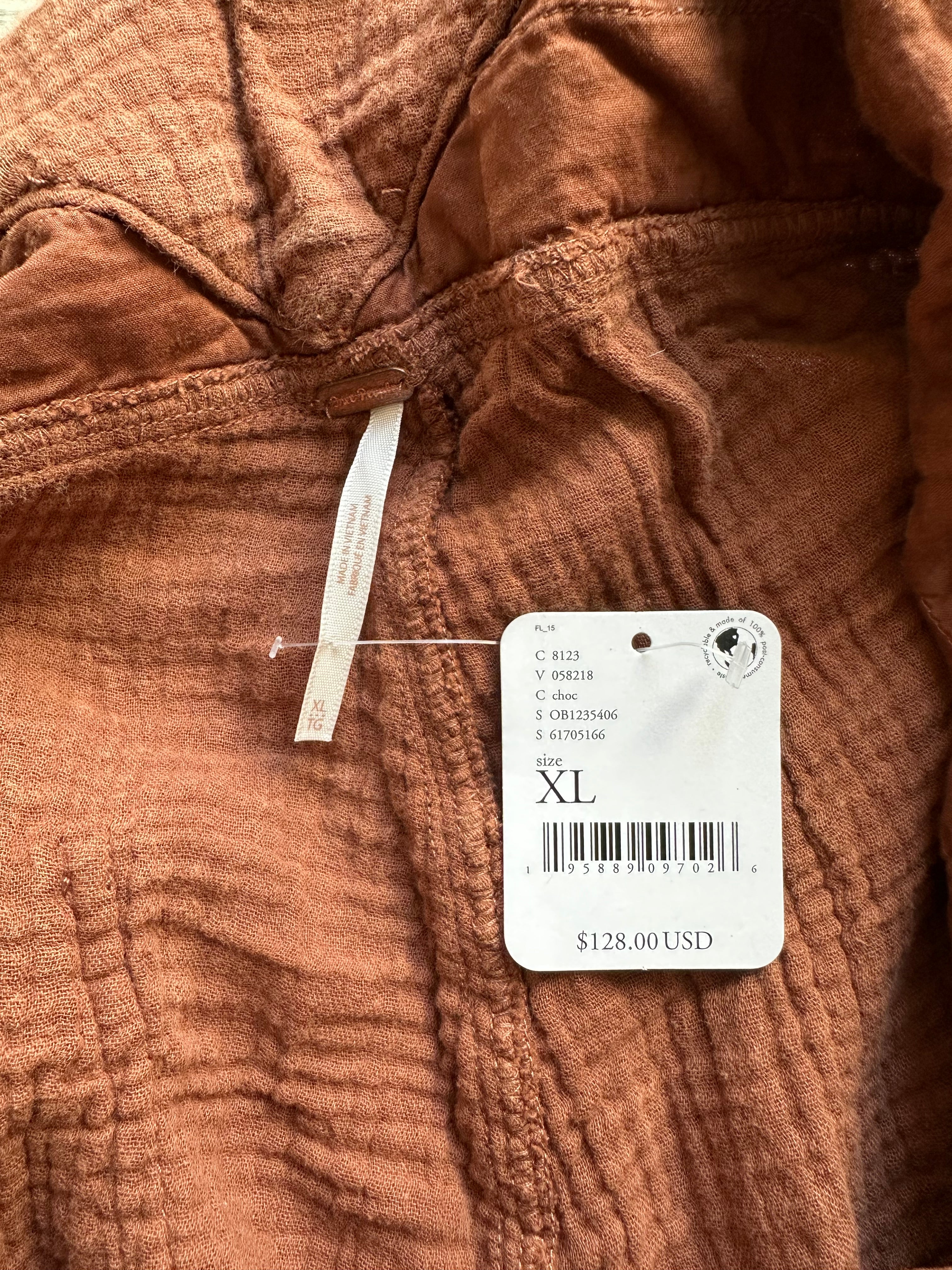 Free People Cypress Ave jumpsuit size XL in chocolate brown new with tags