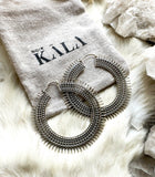 Noir Kala Adita large sterling silver tribal hoop earrings brand new