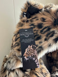 Spirithoods classic leopard faux fur hooded jacket size M brand new