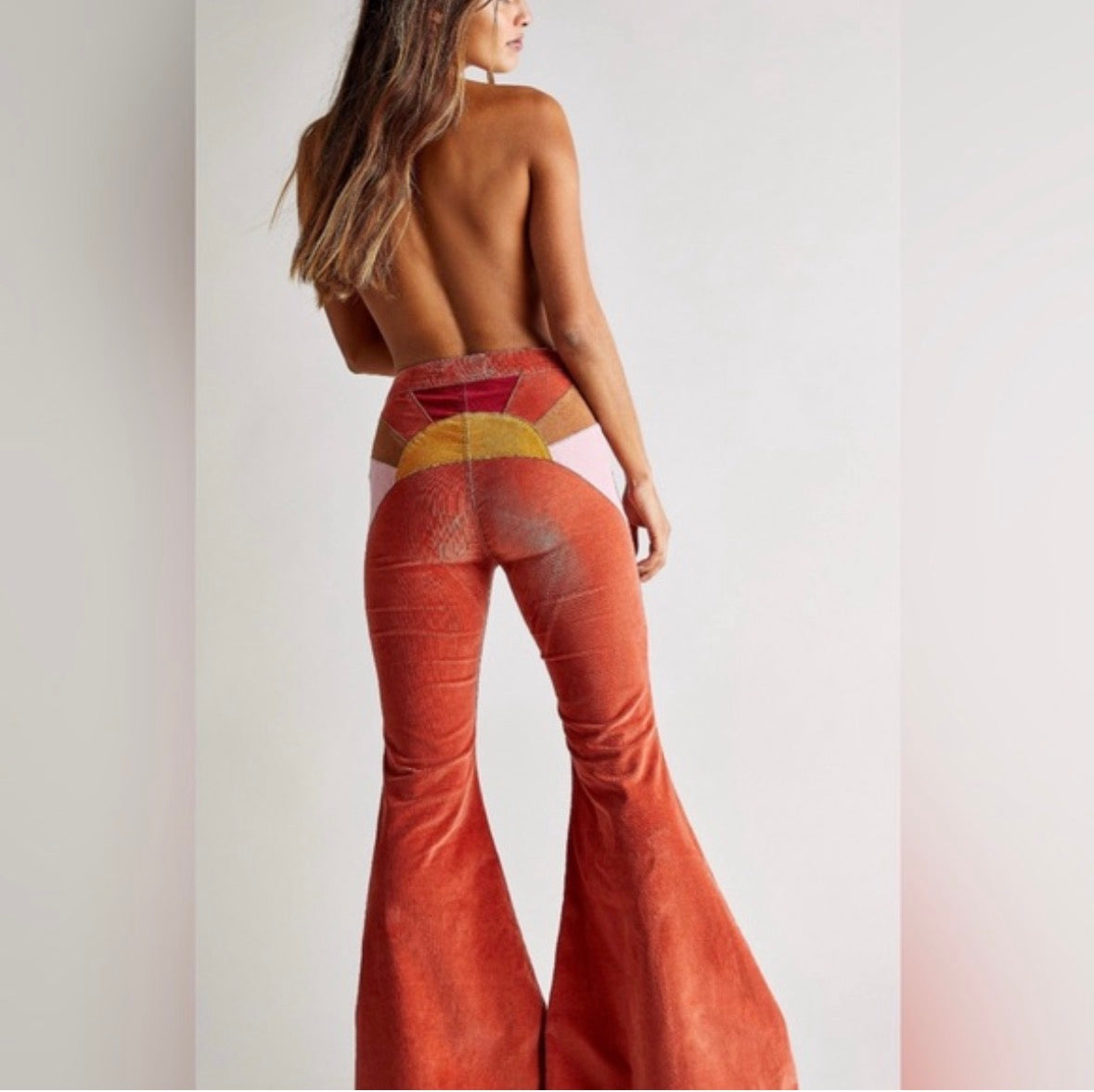 Free People Ray of Sunshine Corduroy Flares Rust size 32 brand new in package