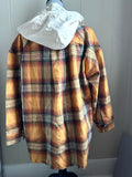 Dressed in LALA yellow plaid hooded flannel shirt jacket size medium NWT