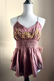 Free People intimately free embroidered strappy beaded tank top in brown NWT size M