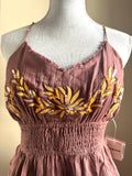 Free People intimately free embroidered strappy beaded tank top in brown NWT size M