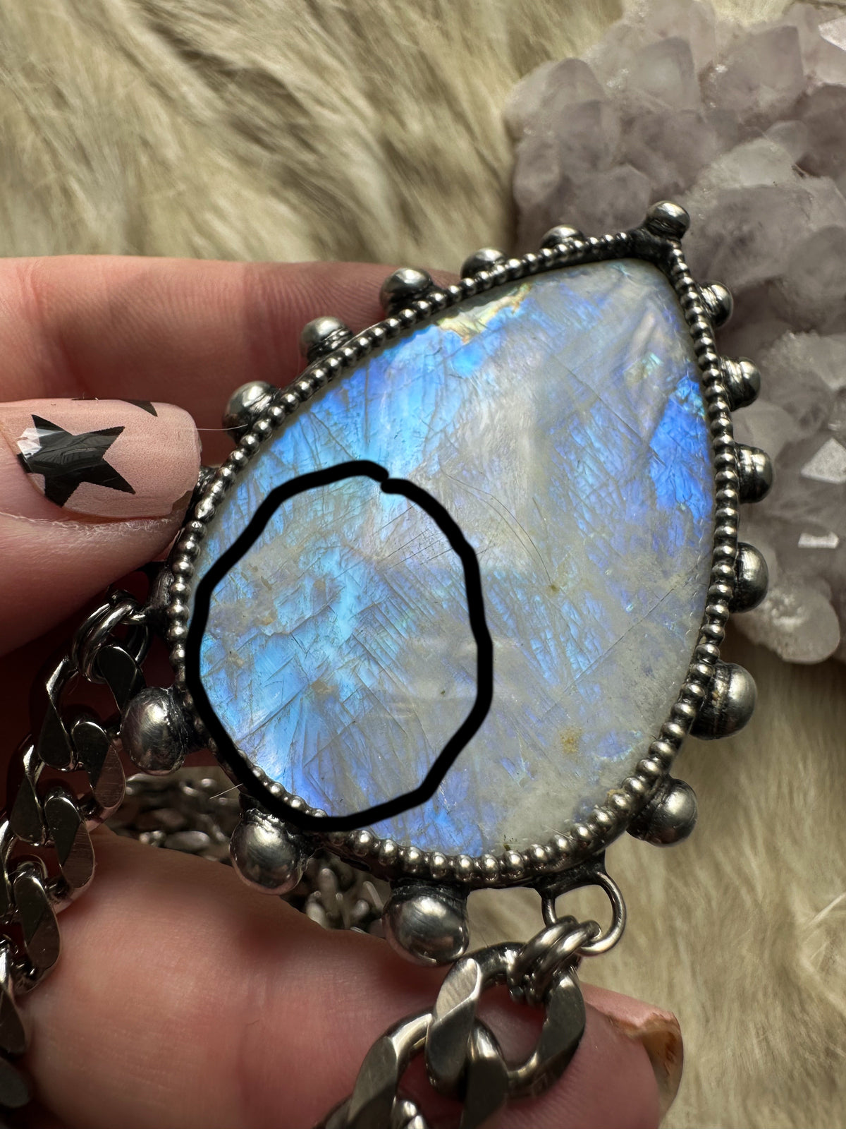 Rainbow Warrior necklace with owl spirit inclusion