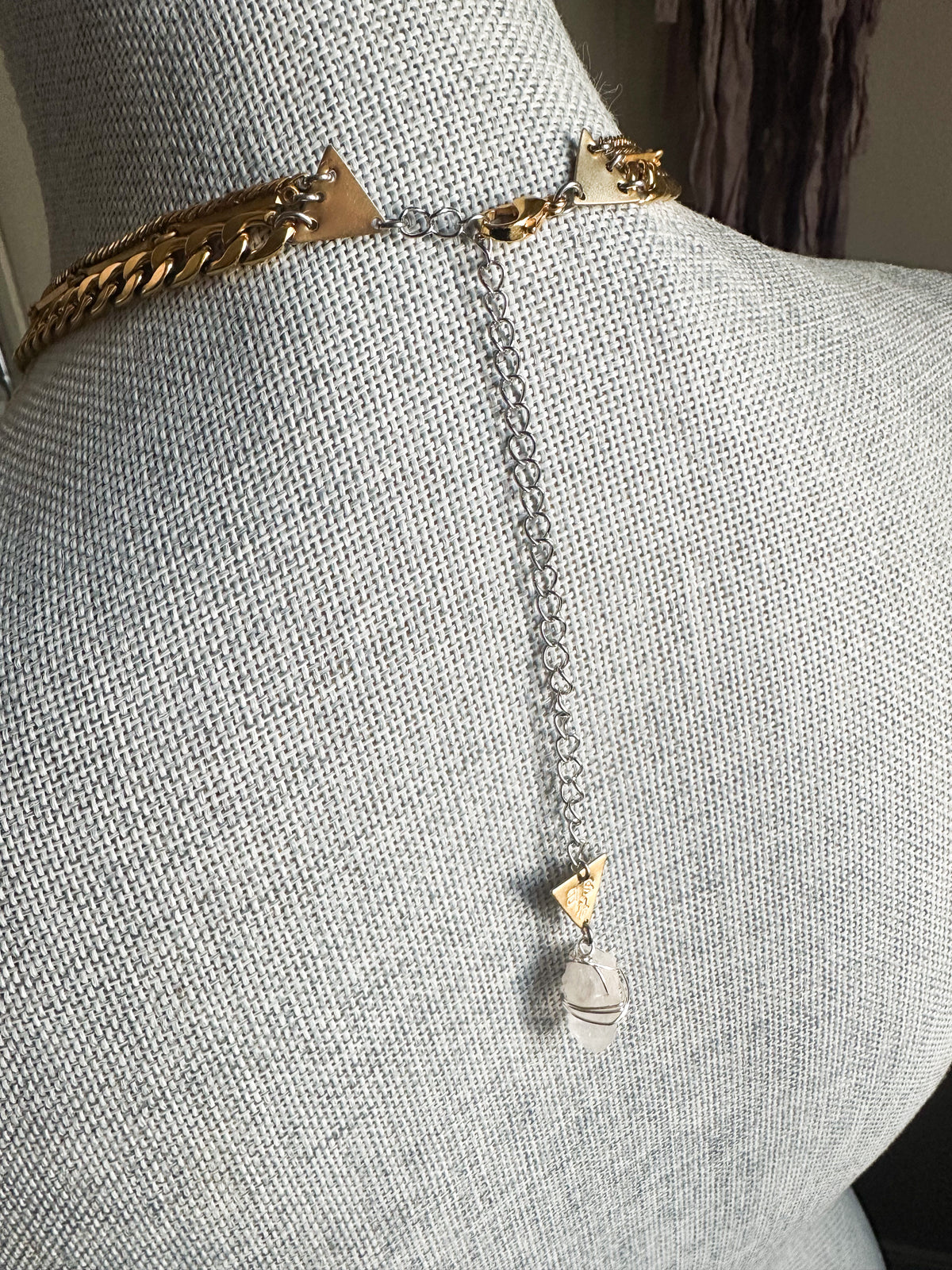 Queen of the Ancients- tibetan quartz gold layered chain necklace