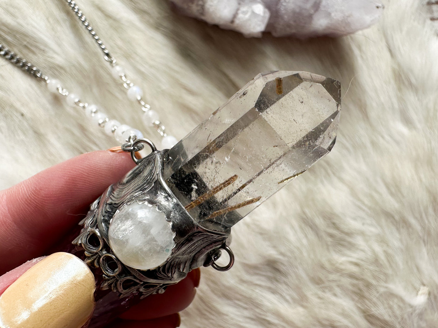 Violet Flame Magic wand necklace