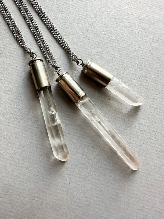 Light Against the Machine- Crystal bullet necklaces