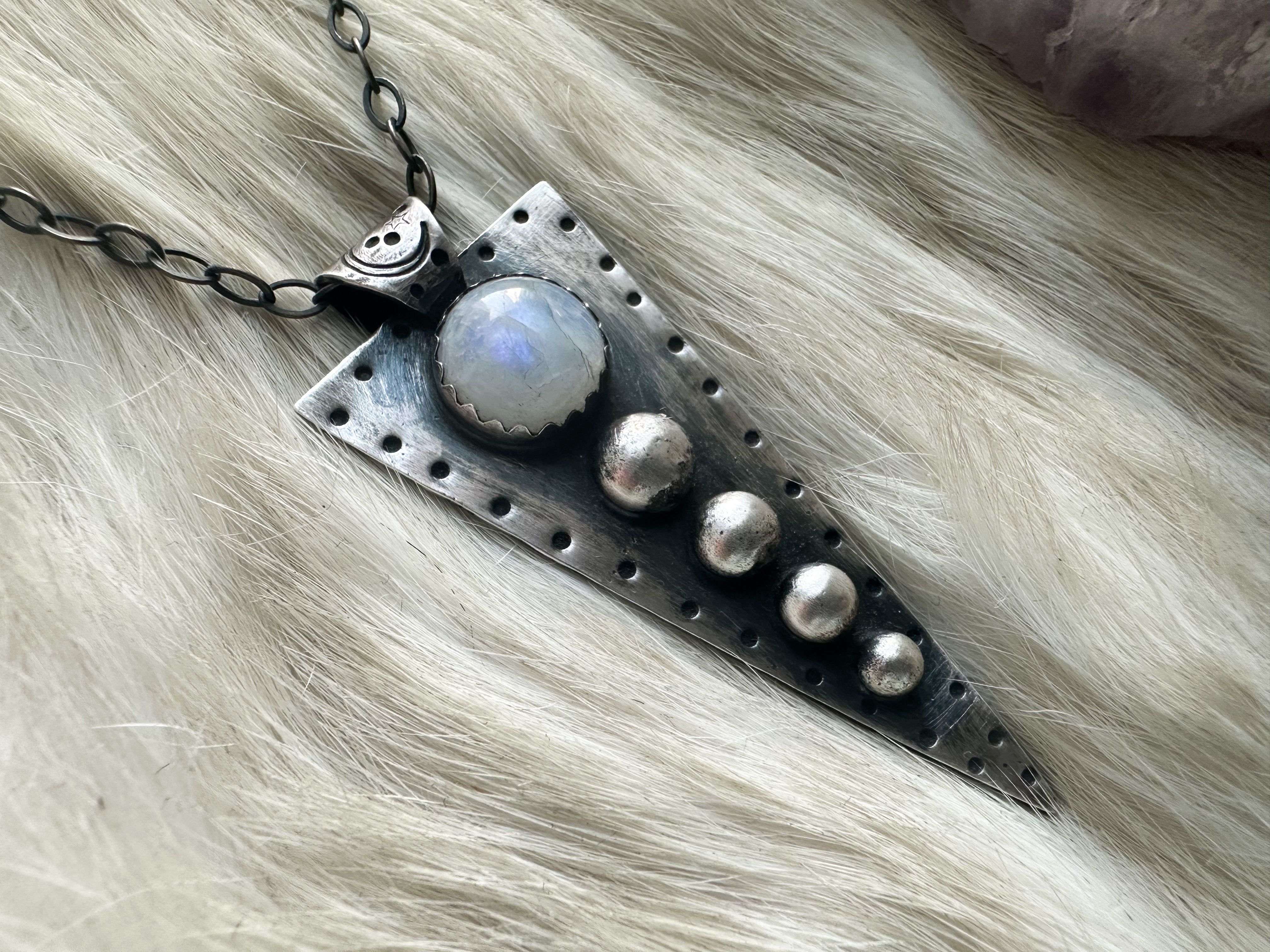 Sterling silver and rainbow moonstone studded necklace by Star Native