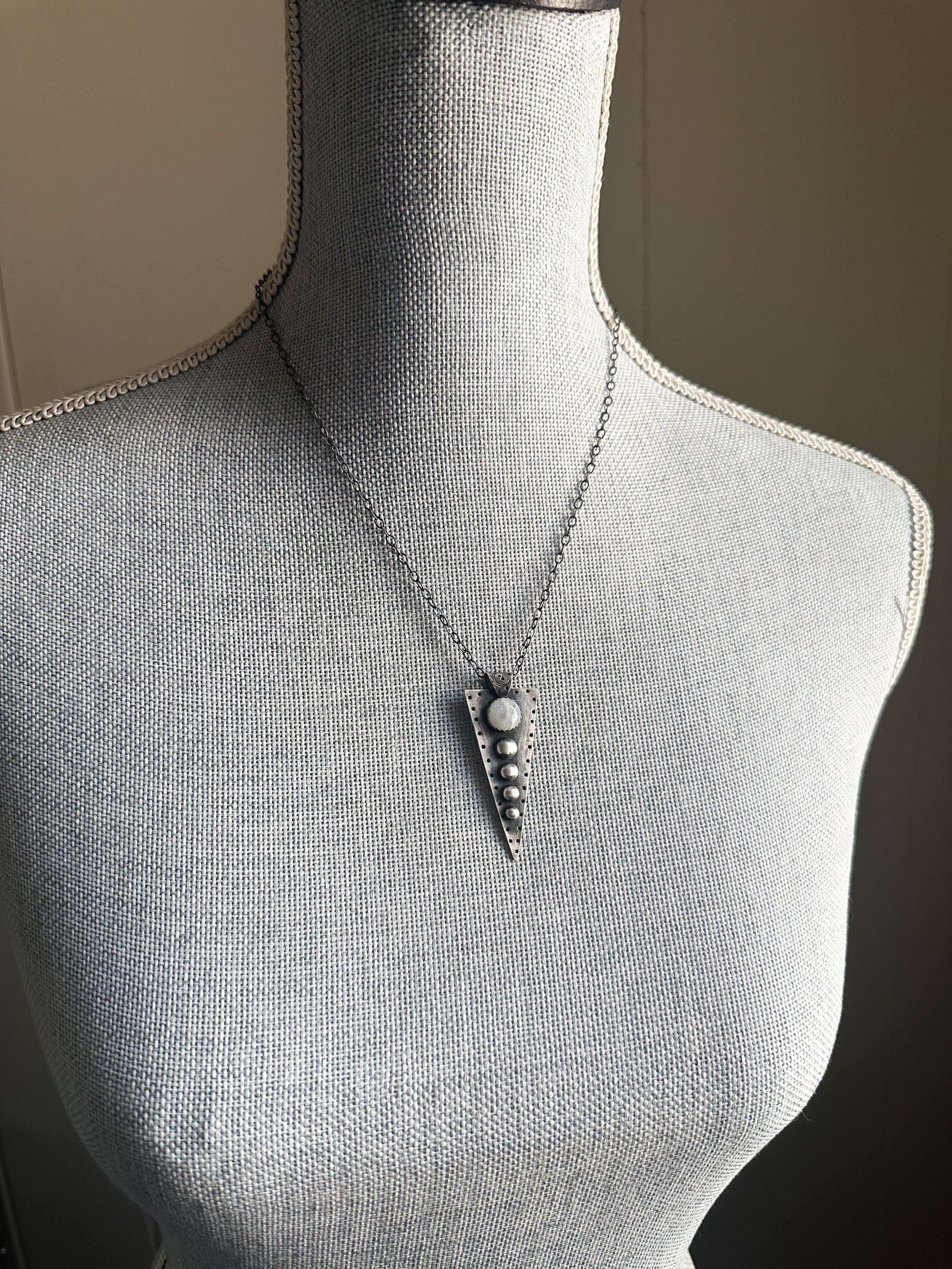 Sterling silver and rainbow moonstone studded necklace by Star Native