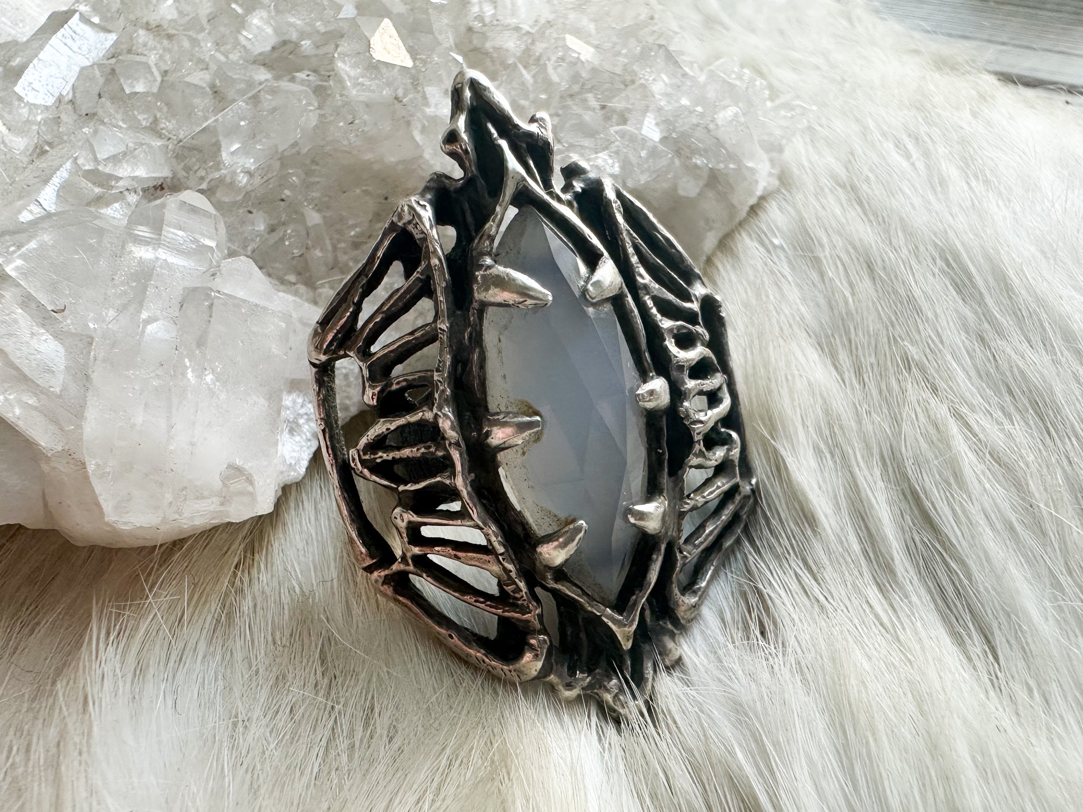 Sterling silver and opalite ring by Jamie Spinello adjustable size