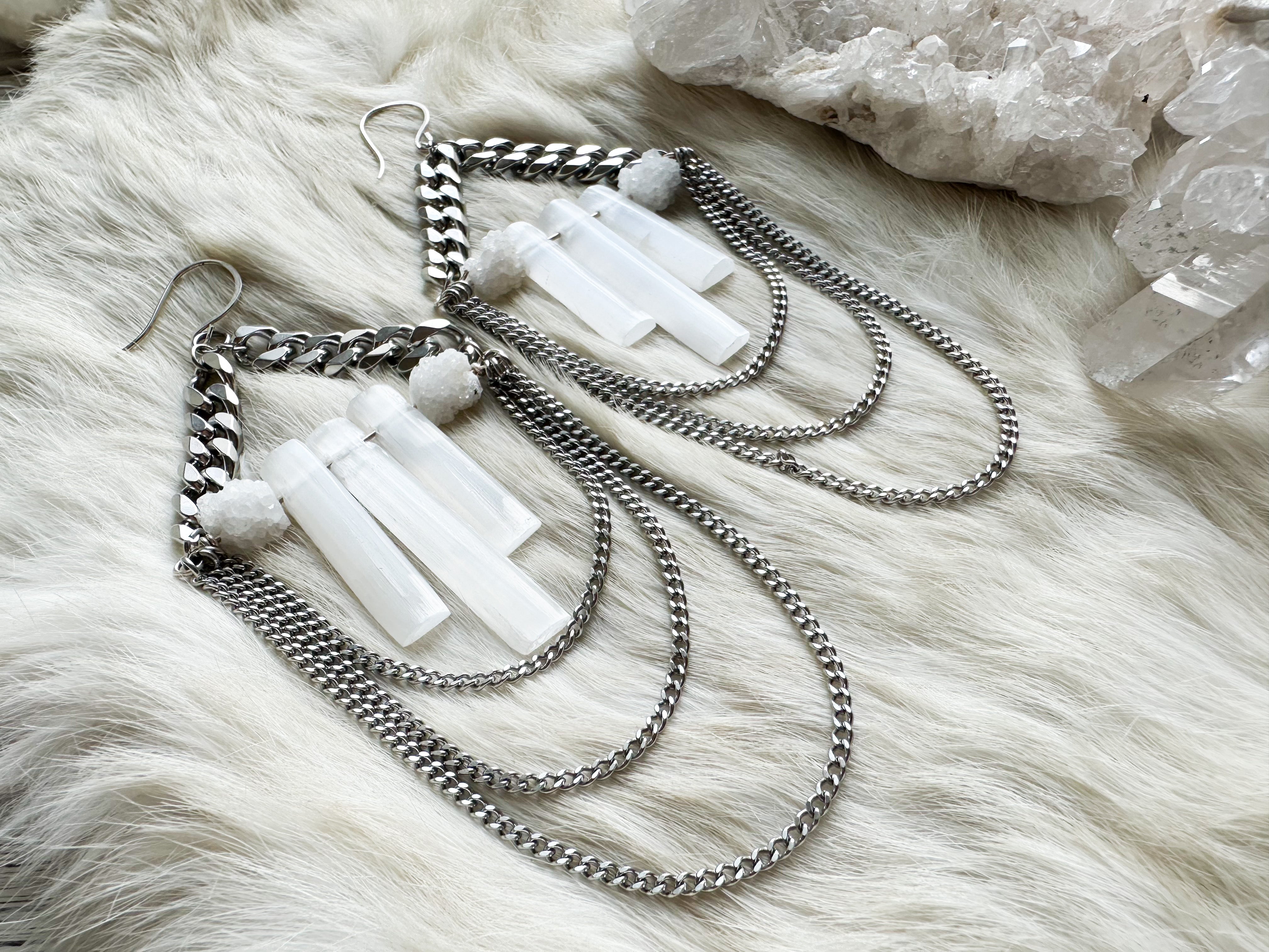Selenite Shield earrings