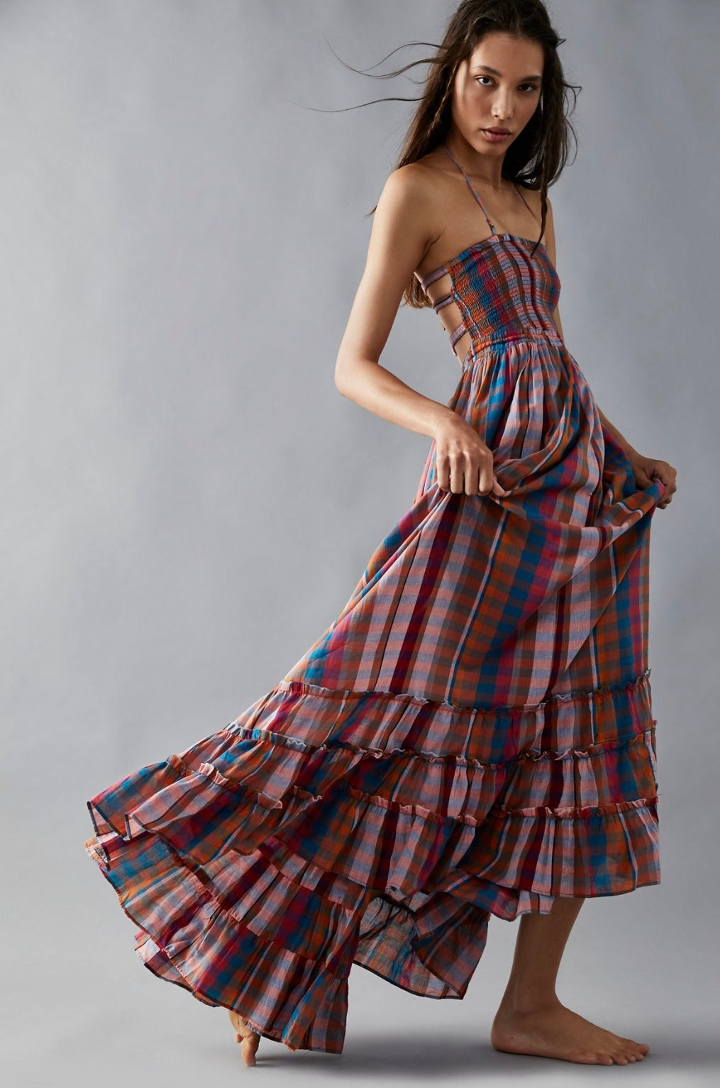 Free People Extratropical maxi dress in plaid size large new with tags