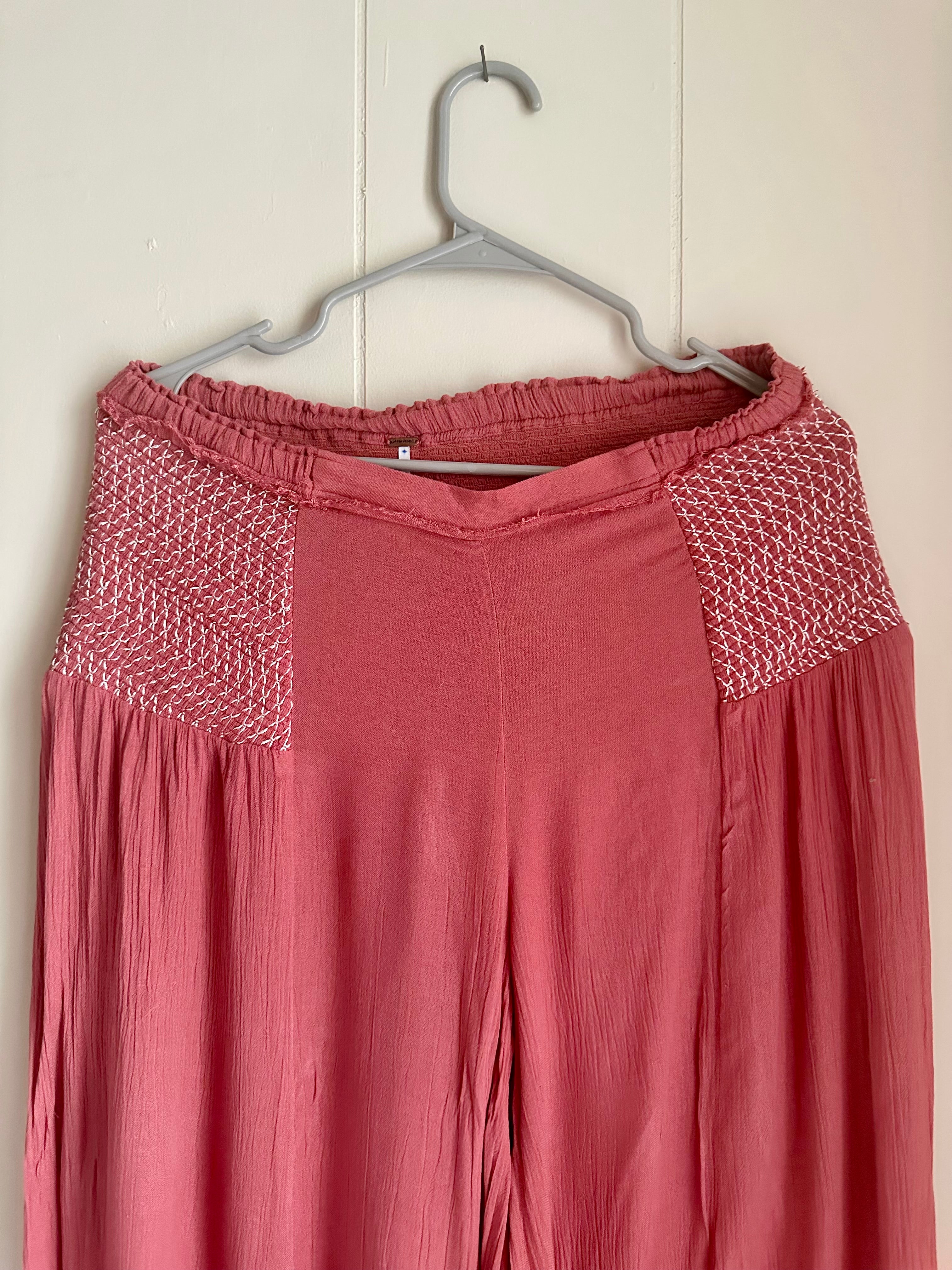 Free People smocked waist wide leg pants size M new